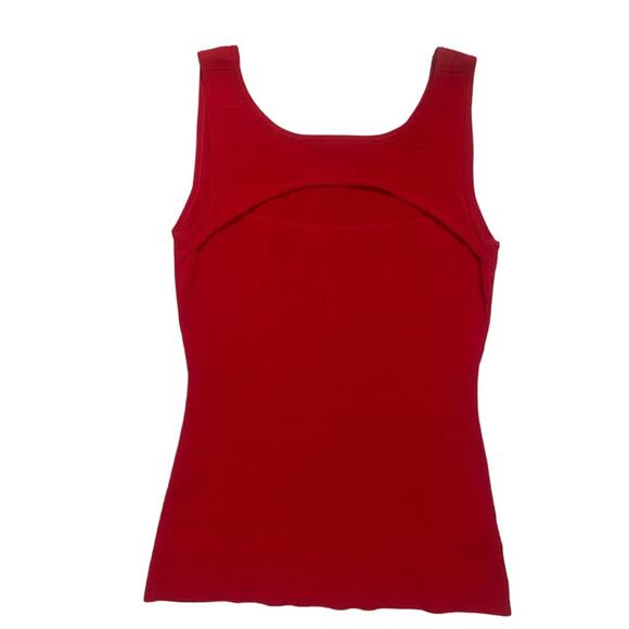 Red Back Cutout Top Size Small Sleeveless Fitted Stretch Tank Sexy Bold - Picture 3 of 6